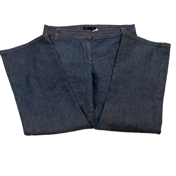 J. Crew Wide Leg Cropped Jeans Women's Sz 4 Blue Gray Denim 4 Pocket MachineWash - Picture 2 of 8